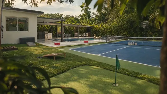 Putting green beside the pickleball court