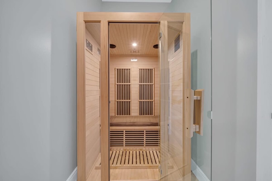 Infrared sauna and gym equipment at Villa Amara